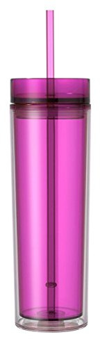 Vasos de acrílico de doble pared con pajitas, 453 ml