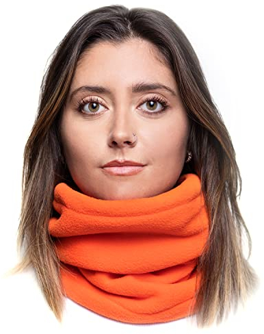 Karl Loven Damen Loop Schal Hals wärmer Herren Schnalle Winter Fleece Futter Unisex warme Hut Maske - Sport Ski Motorrad Fahrrad Snowboard Wandern Orange