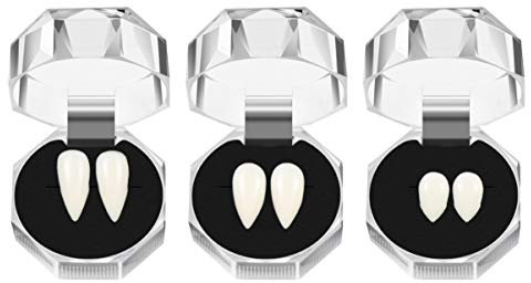 BESPORTBLE 3 Pairs of Cosplay Fangs Realistic Horror Werewolf Fangs Party Props Vampire Teeth for Halloween Dancing Party Banquet (13mm+15mm+17mm)