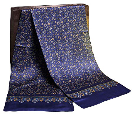 UK_Stone Klassisch Seidenschal Paisley Blumen Halstuch Herren Schal Blau