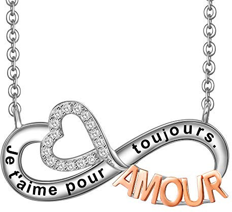 LOVORDS Damen-Halskette mit Gravur aus Sterling-Silber 925/1000, Anhänger Unendlichkeit und Herz, Geschenk für Verliebte, für Mutter, Mutter, Oma, Tochter, Sterling Silber, zirkonia