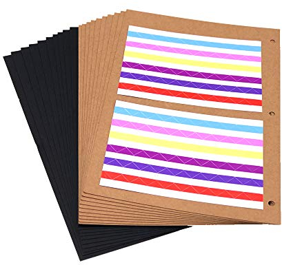ThxMadam Fotoalbum Nachfüll Seiten 26x17,5CM, 10 Extra-Refill Schwarze Papier + 10 Blatt Kraftpapier Weitere Seiten Ersatzseiten für Skizzenbuch Notizbuch 27,5x20,5CM(10.82x8.07) für Album 'Groß'