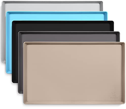 DogBuddy Hundefuttermatte, wasserdichte Hundenapfmatte, Silikon Hundematte für Futter und Wasser, Haustierfuttermatte mit Kanten, Hundefuttermatten für Böden, Welpenbedarf - XXL (32x24), Taupe