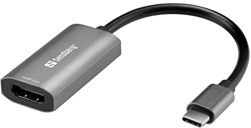 Sandberg HDMI Capture Link to USB-C, Adaptateur 4K HDMI vers USB-C, Full HD 1080p 30FPS, Dispositif de Capture Vidéo pour Diffuser des Vidéos de Jeu Xbox PS4 Switch TV, Liaison HDMI vers USB-C
