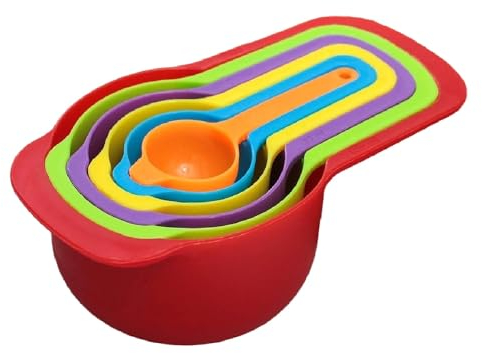 Juego de 6 cucharas medidoras, apilables, multicolor, 7,5 – 250 ml, vaso medidor, accesorios para hornear, utensilios para hornear