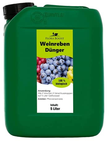 Flora Boost Weinreben Dünger Flora Boost 5000ml I Für bis zu 1000L Gießwasser I Für gesunde Weinreben & Schutz vor Mehltau I Flüssiger Blatt- & Wurzeldünger I 100% natürlicher Pflanzendünger