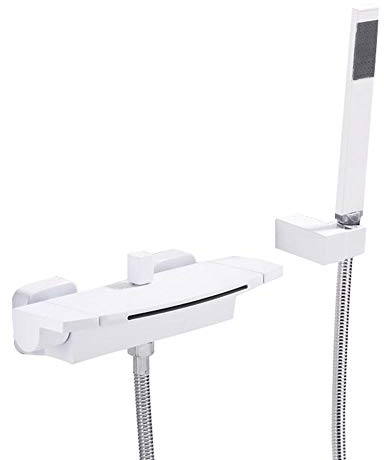 Badewanne Armatur Badewanne Armatur Wand Badewannenarmatur mit Handbrause Mischbatterie Dusche Wasserfall Wasserhahn-Weiß