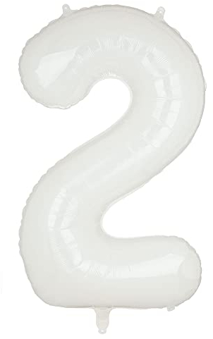 100 CM Groß Folienballon Zahl 2 Weiß Luftballon Folien Mylar Riese MäDchen Helium Luftballons Weiss Geburtstag Party Deko Lieferungen Baby