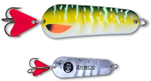Zebco Premium Trophy Z-Ace Blinker Angelköder gewellter Hecht Köder mit rotem Anbisspunkt am Drillings-Angelhaken Raubfisch Spoons Angel-zubehör, Pike, 20 g