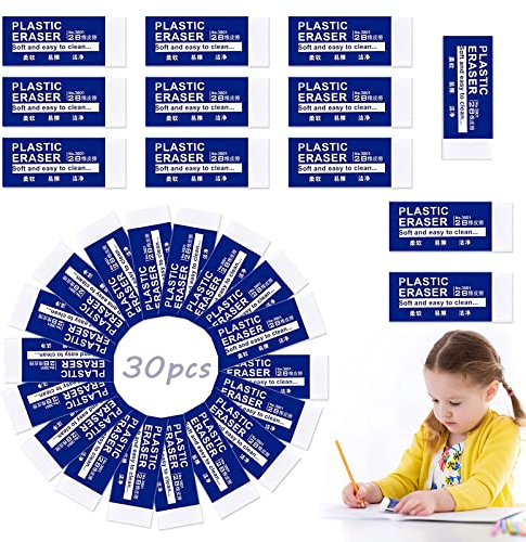 Radiergummi Set - 30 Stück Mini Weiß Text Radierer, Weicher 2B Radierer aus Gummi Für Schule, Skizzen, Gemälden, Künsten