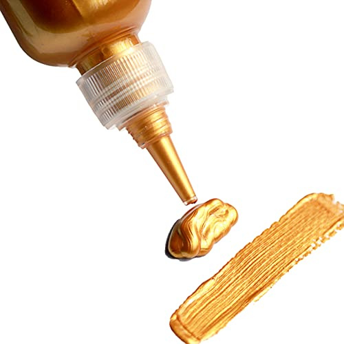 Acrylfarbe, 1 Flasche, lebendige Farben, Acrylfarbe, feine Pasten, stilvoll, metallisch, flüssig, Vinyl-Farbe, Bastelbedarf – goldfarben
