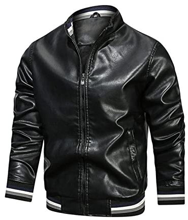 SSBZYES Herrenjacken, Herren Leder, Herbst und Winter Herrenjacken, Herren Leder, einfarbige Jacken, Stehkragen Lederjacken, Sportjacken, Pullover
