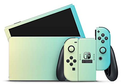 Skins4u Skin Design Folie kompatibel mit Nintendo Switch Konsole & Controller V1 Aufkleber Skins Wraps Decal Pastell-gelb-blau