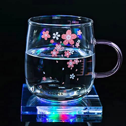 DINOWIN Dessous de Verre Lumineux sous-Verre Acrylique Transparent Coloré Dessous Verre à Lumière Flash pour Boissons pour Bar Club Fête (Carré)