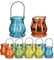 Relaxdays Set de 12 Portavelas Cristal, Asa para Colgar, Interior y Exterior, Porta Velas de Té, 10 x 8,5 cm, Multicolor