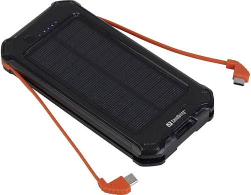 Sandberg 3-in-1 Solar Powerbank 1000, Solar-Ladegerät, Schwarz, 420-72
