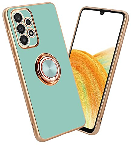Cadorabo Hülle kompatibel mit Samsung Galaxy A52 (4G 5G) A52s Schutzhülle TPU Silikon Case mit Ring Design mit Kameraschutz Slim Kratzfest Gummi Case Hülle für Galaxy A52 (4G 5G) A52s in Türkis