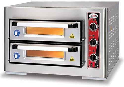 Stalwart DA-PF5050DE3 Electric Pizza Oven 2 Chambers 500x500mm Capacity 4plus4 Pizzas at 10 inches 3 thermostats 230V/1 Phase