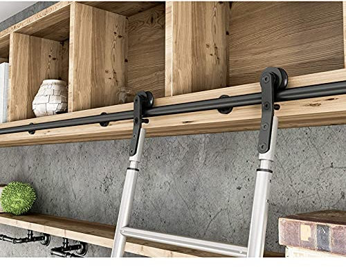 Sliding Barn Door Kit 3.3ft-20ft, Rolling Ladder Hardware Library Sliding Ladder Hardware Full Set Kit (No Ladder), Round Tube Mobile Ladder Track for Home/Indoor/Loft (Size : 13ft/400cm track kit)