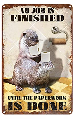 HCHES Lustiger Spruch Retro Blechschild Otter Metallschild Sprüche für Badezimmer Gäste WC Deko Toilette Schild lustige Geschenk