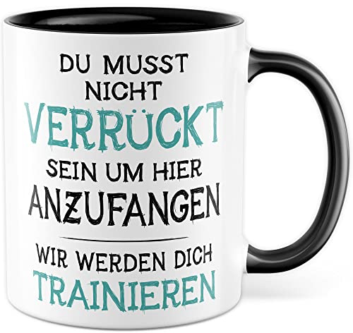 Willkommen Tasse Geschenk Kollegen Geschenkidee Willkommensgeschenk Kaffeetasse Büro neue Kollegen Geschenkidee Jobwechsel Kaffee-Becher Zuwachs Verstärkung Mitarbeiter (Weiß/Schwarz)