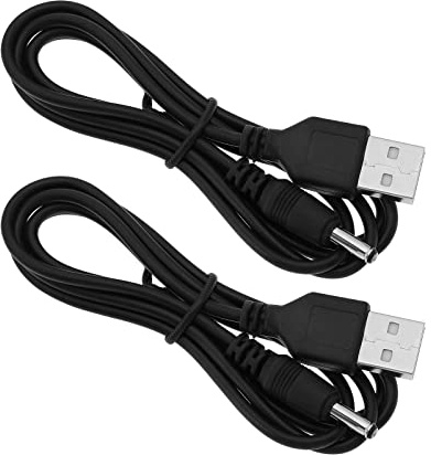 eMagTech 2PCS USB Charger Cable USB to DC 3.5mm Round Hole Charging Cord Compatible with Fairywill Electric Toothbrush Stereo Small Fan Cleanser 5V 1A 1 Meter Black