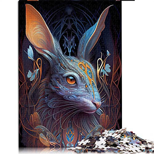 CARGIS 1000 Piece Jigsaw Puzzle for Adults, Beautiful Colorful Rabbit, Basswood, Classic Style, 50x75cm, Unisex, 1 Set, 1000 Pieces, 1000 Items, 1000 Content Count, 1000 Unit Count, 12 Years and Up