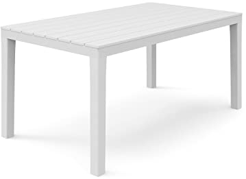 duehome Mesa Fija Exterior, Mesa Polipropileno, Mesa Comedor Outdoor, Modelo Ohana, Acabado en Blanco, Medidas: 138 cm (Largo) x 78 cm (Ancho) x 72 cm (Alto)