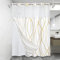LXBNI Rideau de douche à rayures dorées et blanches sans crochet avec doublure en tissu – Ensemble de rideau de douche d'hôtel et doublure avec fenêtre supérieure en maille transparente, lavable en