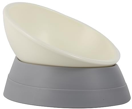 Bulldog Bowl Anti-Slip Dog Cat Dish Detachable Rubber Dog Bowl Pet Sterile Tilted Pet Feeder Slope Bas (Grey, 3.5 Cup (Medium/Large Dog))
