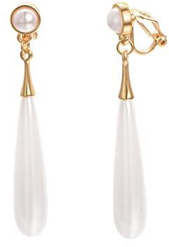 Vissen Clip Boucle D'oreille Femme Pendantes Longue Perle Blanche Pince Oreilles Femmes Plaqué or Rétro Accessoires