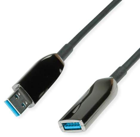 ROLINE USB 3.2 Gen 1 Aktives Repeater Kabel (AOC), ST/BU, schwarz, 10 m