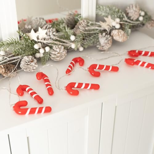 MiniSun | Battery Operated Candy Cane String Lights | Indoor, Home Décor & Improvement Essential | Pack of 10