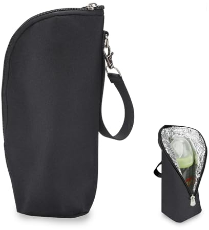 HOTMNTY Baby Flaschenwärmer Tasche,Milchflasche Isoliertasche,Baby Flaschen Isolierbeutel,Tragbare Isoliertasche für Babyflaschen,Universal Babyflaschenwärmer Tasche mit Lanyard (Schwarz)