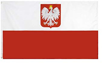 Stormflag Bandiera della Polonia con Aquila 3x5ft Bandiera Nautica Padiglione Civile Polonia 90cmx150cm poliestere 90g, 2 occhielli in metallo doppia cucitura con occhiello