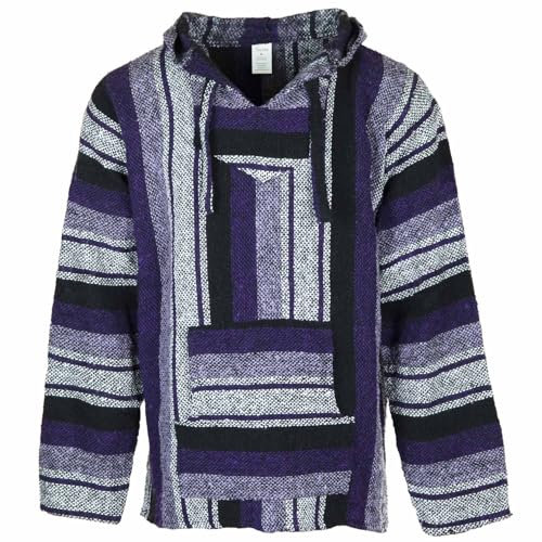 Siesta Felpa con Cappuccio Baja - Maglione Messicano Jerga con Cappuccio Hippie Festival per Uomo e Donna (Viola e Lavanda, XXL)