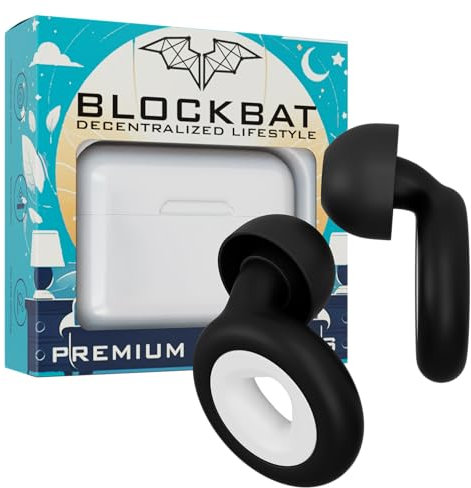 BLOCKBAT® Tapones para dormir sin ruido, Fabricados con silicona suave. Reutilizables, Incluye estuche para guardarlos. Tapones antironquidos, ear plugs (Negro/Blanco)