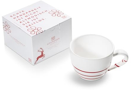 GMUNDNER KERAMIK Teetasse Maxima in einer Geschenkbox, Pure Flamed Red, 382.7 g, handgefertigt in Österreich