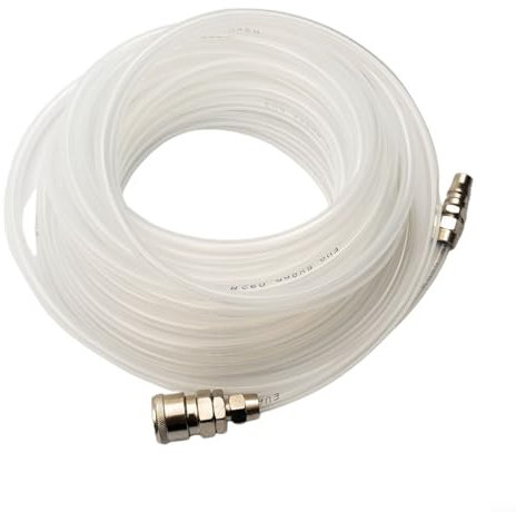 URPIZY Luftkompressorschlauch, 10 m, 15 m, 20 m, pneumatisch, gerades Rohr, Luftkompressor-Pumpenschlauch, 5 x 8 mm Schlauch, mit Schnellverbinder, Weiß, 20 m