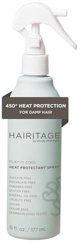 Hairitage Spray protector térmico, protección de hasta 450 grados, hidratación y fortalecimiento del cabello, para todo tipo de cabello, líquido transparente de 6 onzas (paquete de 1)