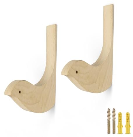 SHENGYIG 2 Pièce patère bois, 155mm Porte Manteau Bois, Texture Claire, Forme D'oiseau, Patère Murale Peut être Utilisé Dans le Salon, la Chambre, la Salle de Bain, L'armoire