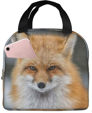 EdWal Lonchera con estampado de zorro para mujeres y hombres, bolsa de almuerzo reutilizable aislada, para el trabajo, viajes, picnic
