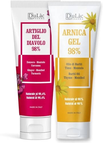 DuLàc, Teufelskralle 98% und Arnika Gel 98%, Körpercreme-Gel Set 2 x 100 ml, Geeignet Zur Massage Von Haut, Muskeln Und Gelenken, Dermatologisch Getestet, Nickelgetestet, Made in Italy, 200 ml