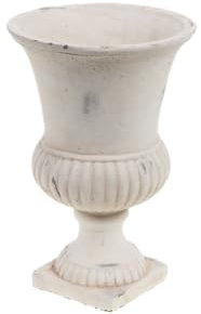 Dibor Vintage Style Flower Pots White Neoclassical Urn Footed Plant Pots Outdoor/Indoor Decorative Garden Planters Decking Patio Doorstep Porch Decorative Garden Pots (Small)