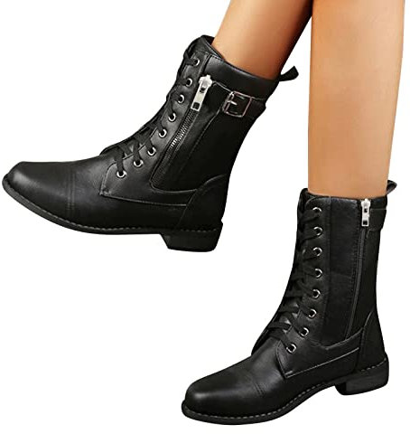 Bottine Femme Talon, Bottine Femme Confortable Fantaisie Bottes Hiver Mollet Large Bottine Souple Grande Taille Chaussure Cuir Pieds Larges Boots