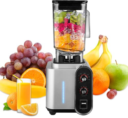 Blender Mixeur électrique, Blender Bol 1,5L, 10 Vitesses Sélectionnables, 2000W Puissant High Speed Mixer Blender Professionnel, Timer, pour Glace Pilée, Shakes, Smoothie Fruit Surgeles (gris)