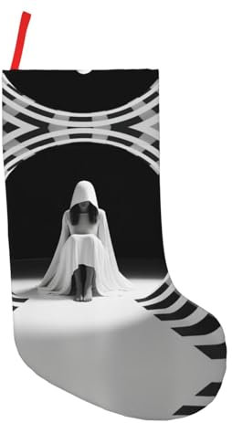 KOUUIP Schwarz-Weiß-karierte Weihnachtsstrümpfe für Treppen, Kamin, Weihnachten, Urlaub, Party, Dekoration, 45,7 cm