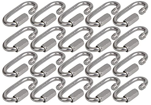 20er Pack Schraubglied Kettenschnellverschluss – Kettennotglied aus verzinktem Stahl, Karabiner mit Schraubverschluss, Hochfest & Langlebig, Ideal für Hängematten, Boxsäcke, Sonnensegel & Mehr (12 mm)