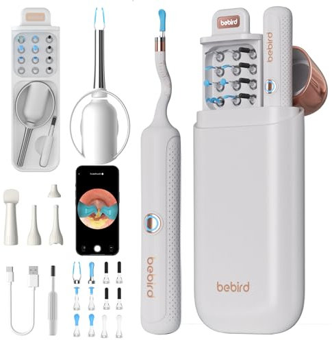 Bebird Earsight Plus R37R Ohrenschmalz Entferner Otoskop, 1920P HD Flexibler Ohrreiniger kamera mit Pinzette, Ohrenreiniger Kamera mit Ersatzspitzen für Ohren/Nasen/Hals-Untersuchungen