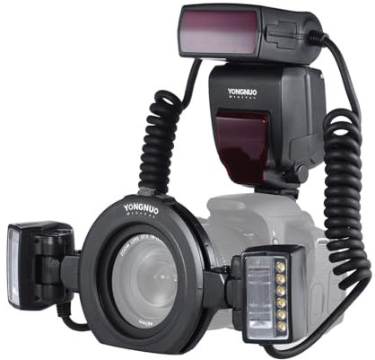 YN24EX E-TTL Macro Flash Speedlite 5600K with 2pcs Flash Heads and 4pcs Adapter Rings for Canon EOS 1Dx 5D3 6D 7D 70D 80D Cameras